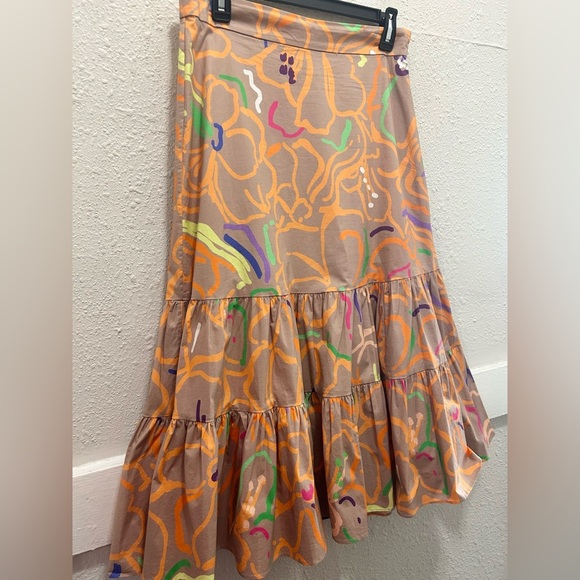 TANYA TAYLOR Women's Katli Floral Print Tiered MIDI Flounced Skirt Size 4 - Picture 6 of 10